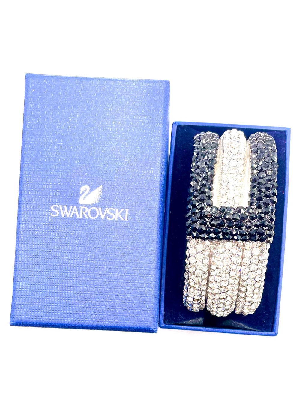 Swarovski Black & Clear Crystal Multi-Row Bangle